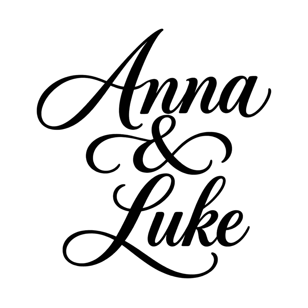 Calligraphy couple monogram — "Anna & Luke" example, for stationery, signs