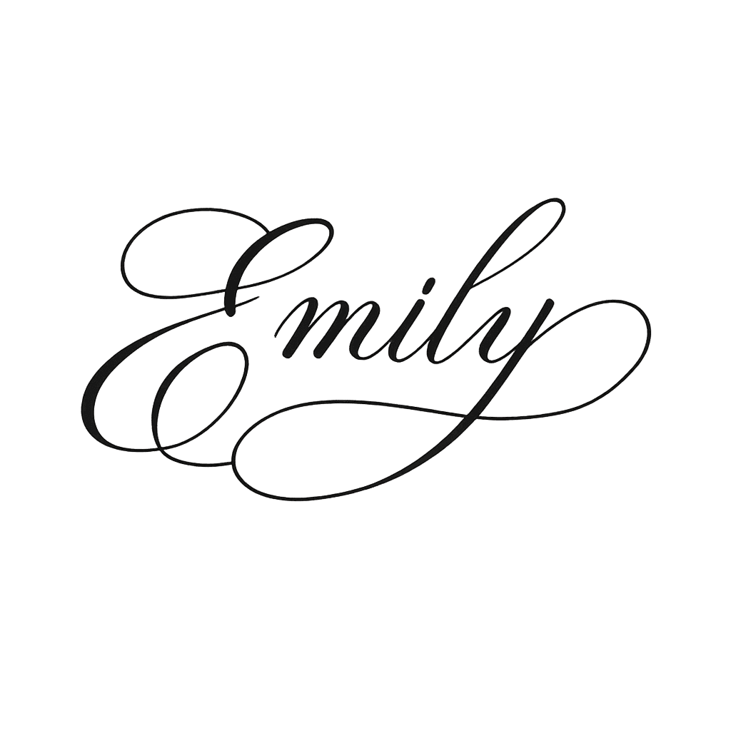 Copperplate monogram — "Emily" example, for wedding stationery, gifts
