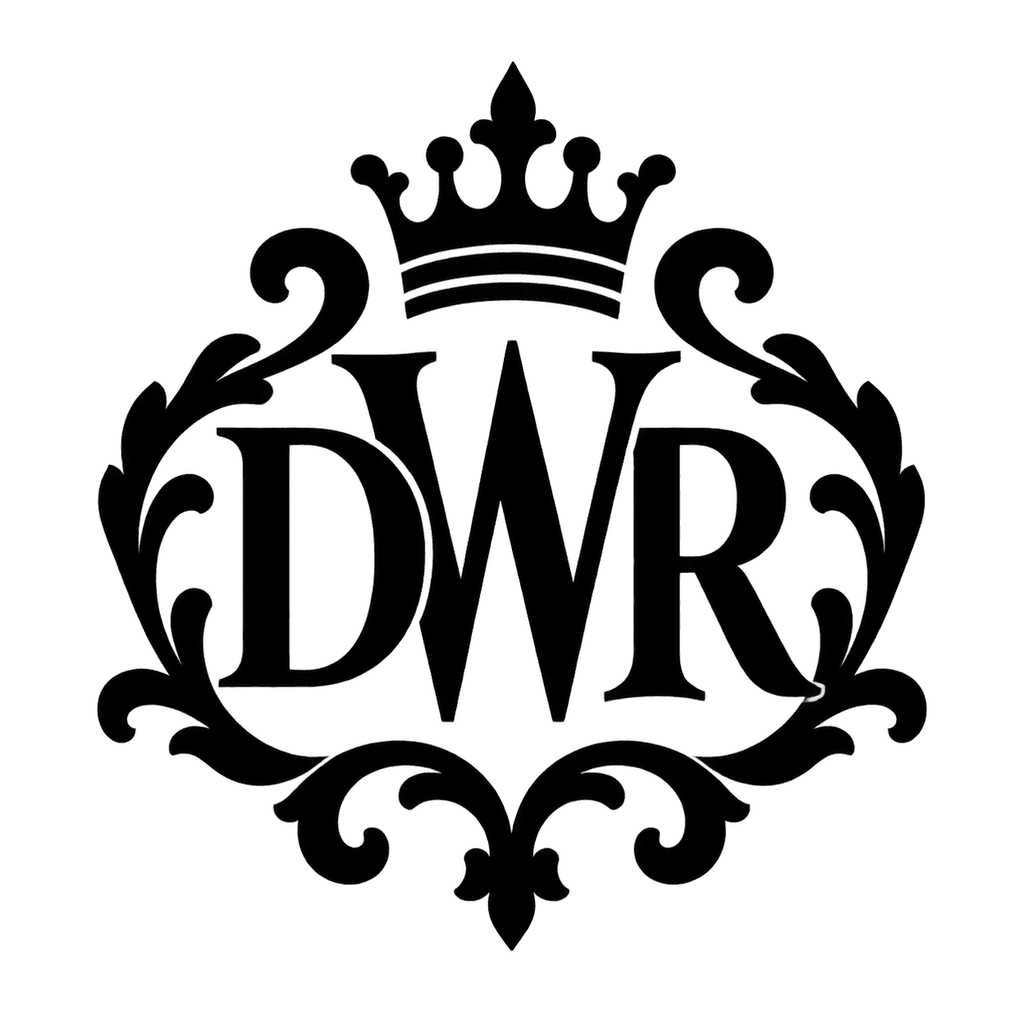 Crest monogram — "DWR" example, for family crests, invitations