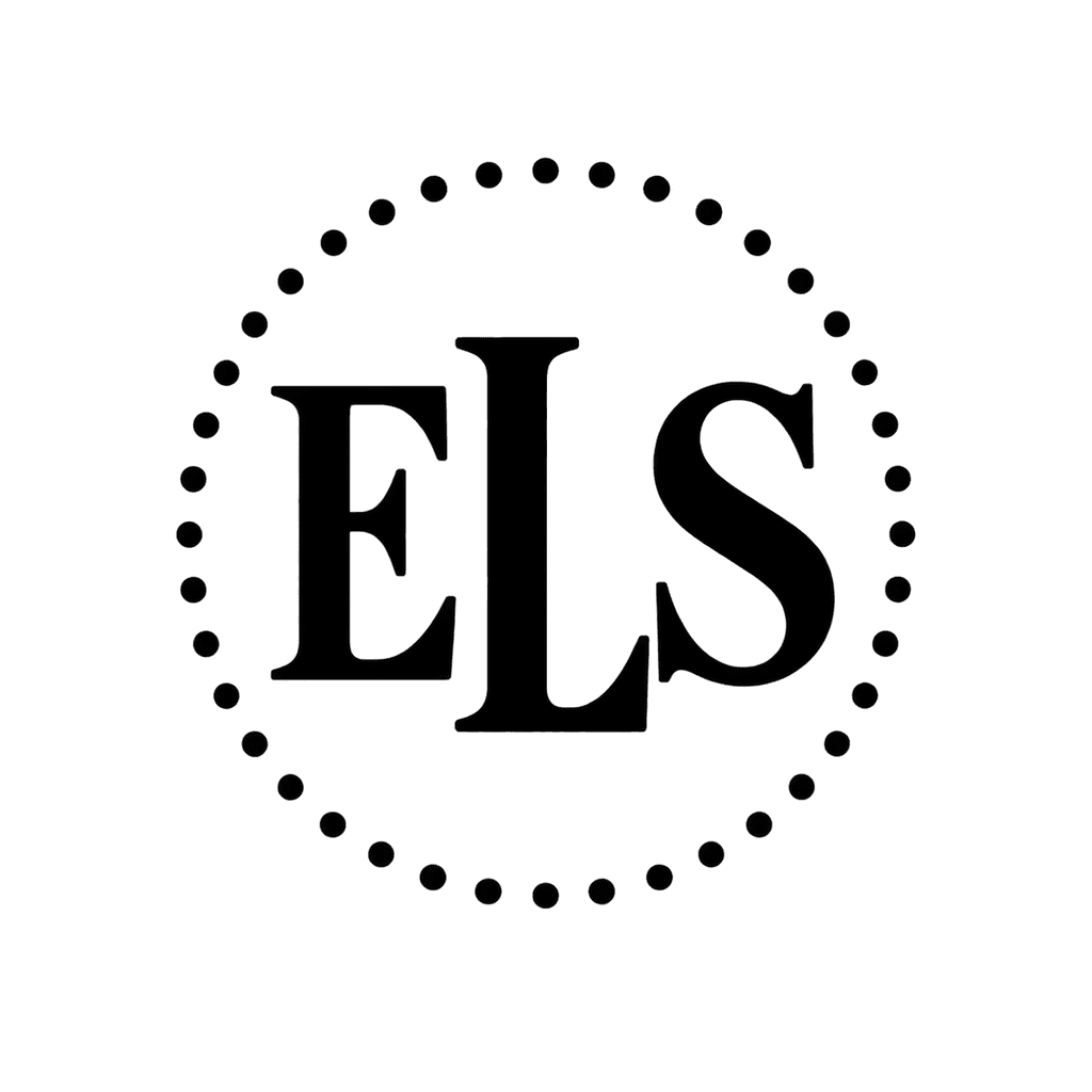 Dotted circle monogram — "ELS" example, for stickers, packaging