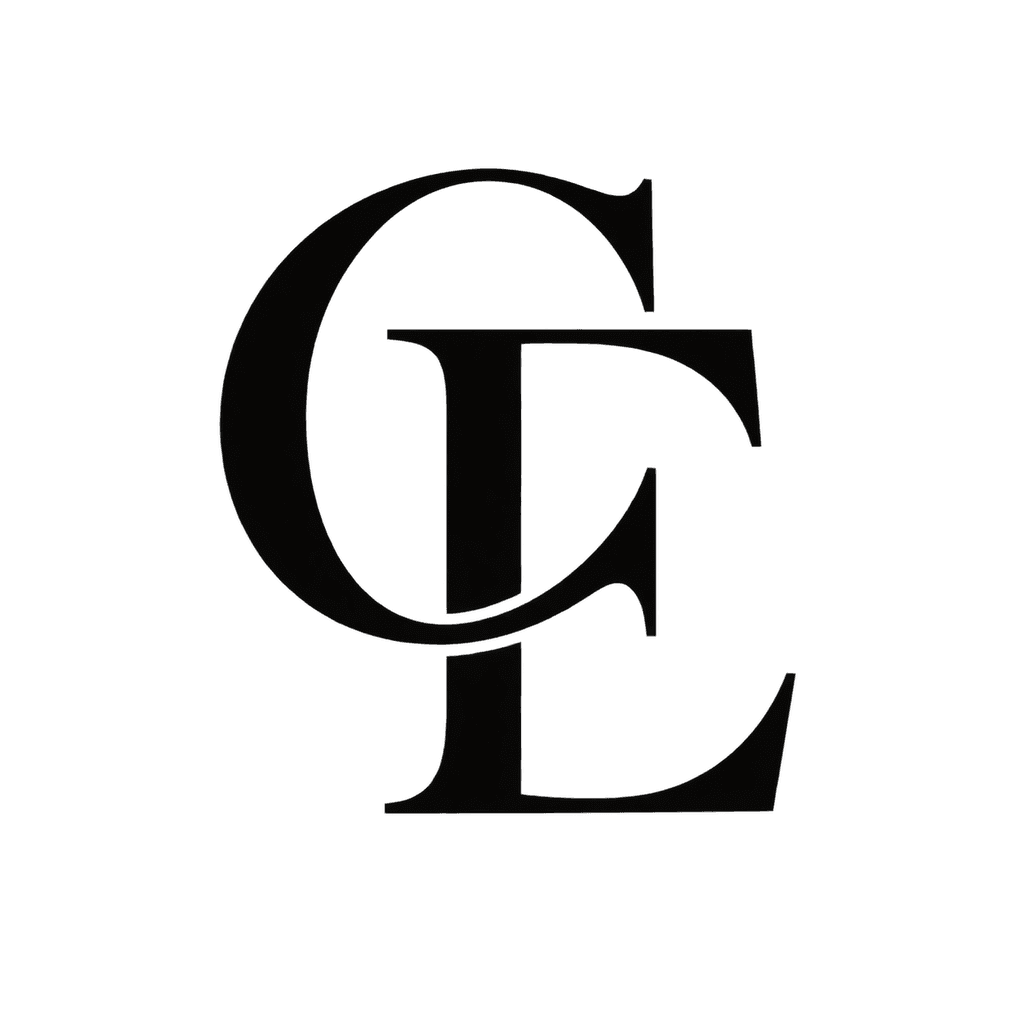 Luxury fashion house monogram — "CE" example, for luxury gifts, bags