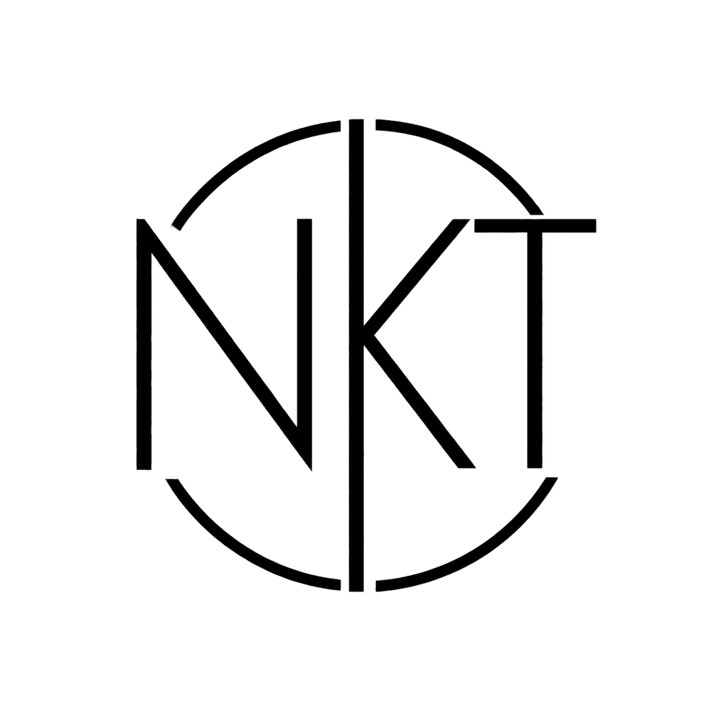 Geometric line monogram — "NKT" example, for logos, modern decor