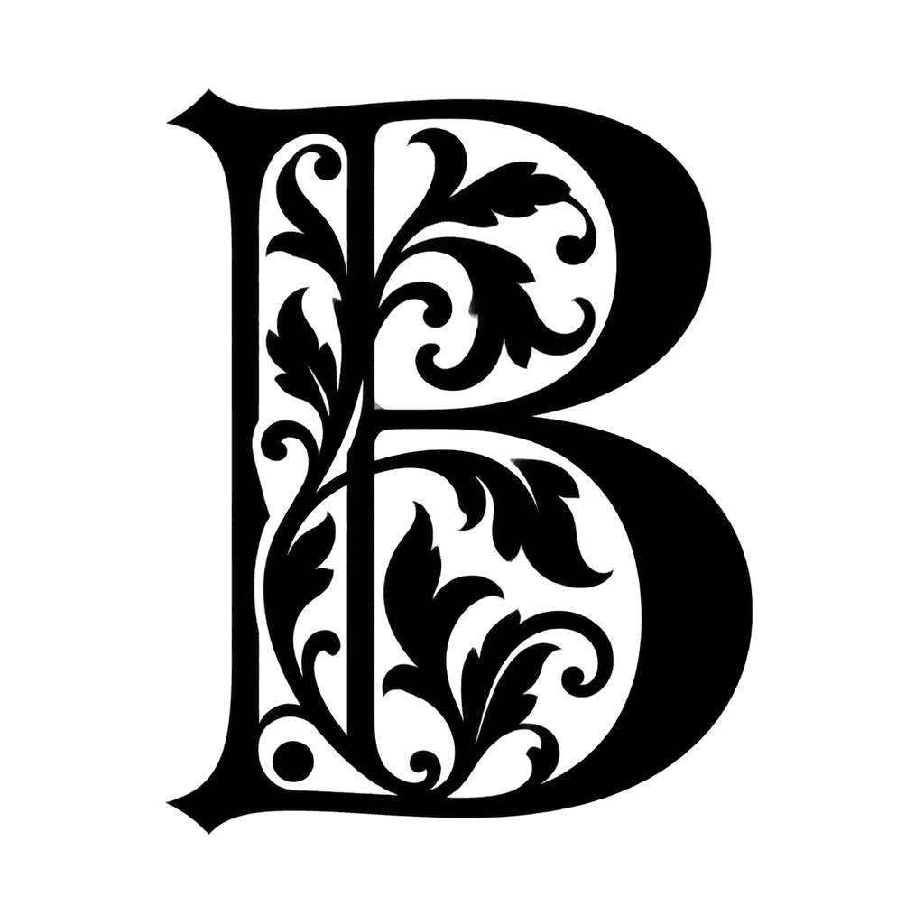 Medieval illuminated monogram — "B" example, for book plates, gifts