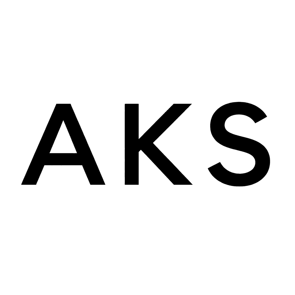 Minimal sans monogram — "AKS" example, for tech gifts, labels