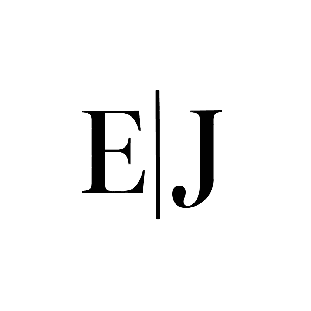 Minimal wedding line monogram — "E | J" example, for modern invitations