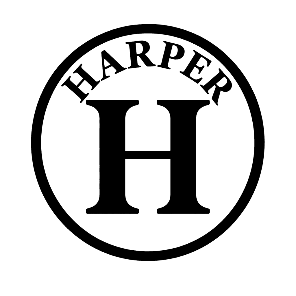 Circle with name arc monogram — "Harper" example, for family signs, stamps