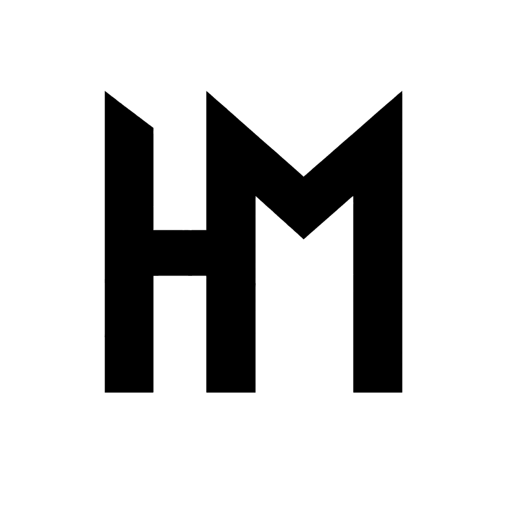 Negative space monogram — "HM" example, for logos, stamps