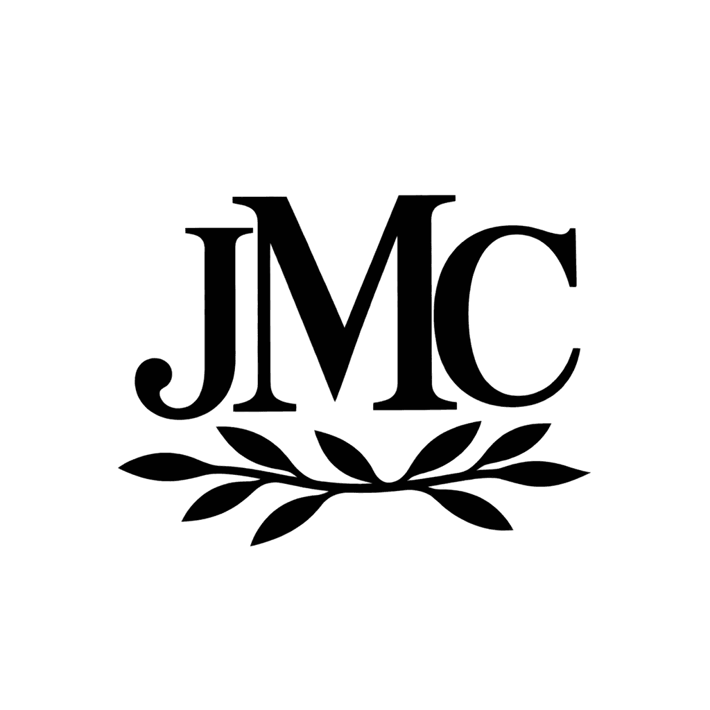 Olive branch monogram — "JMC" example, for kitchen gifts, weddings