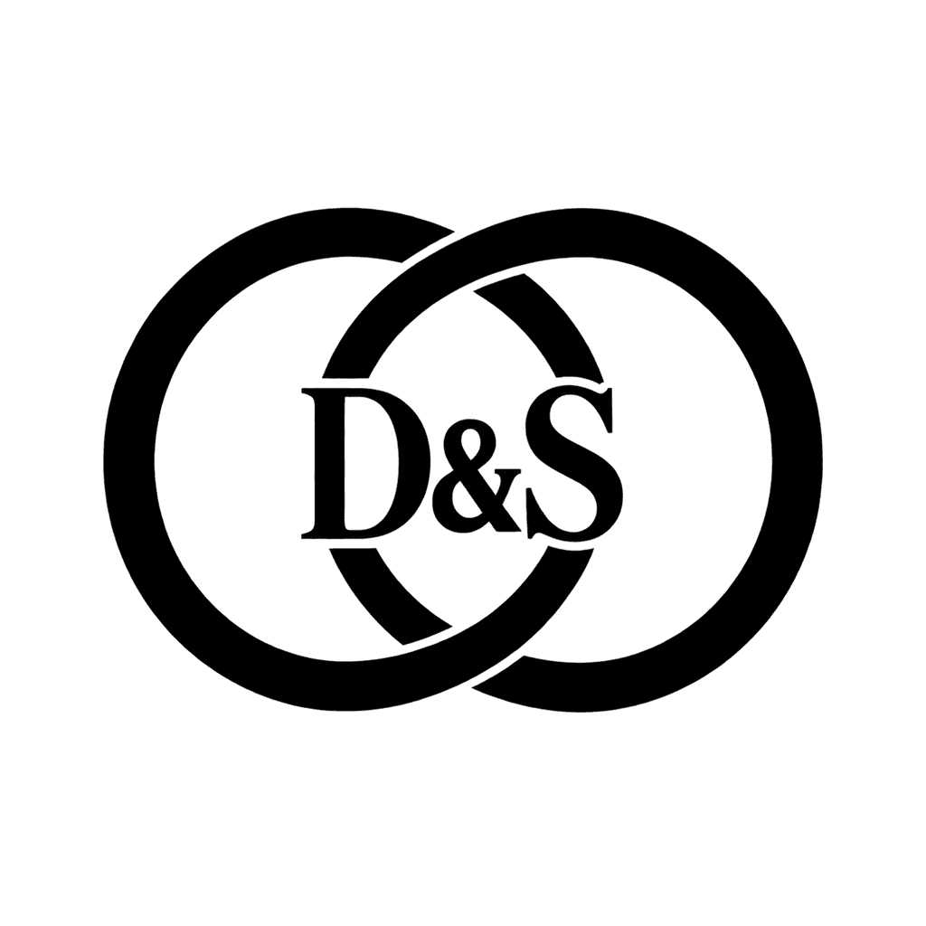 Ring monogram — "D&S" example, for ring boxes, invitations