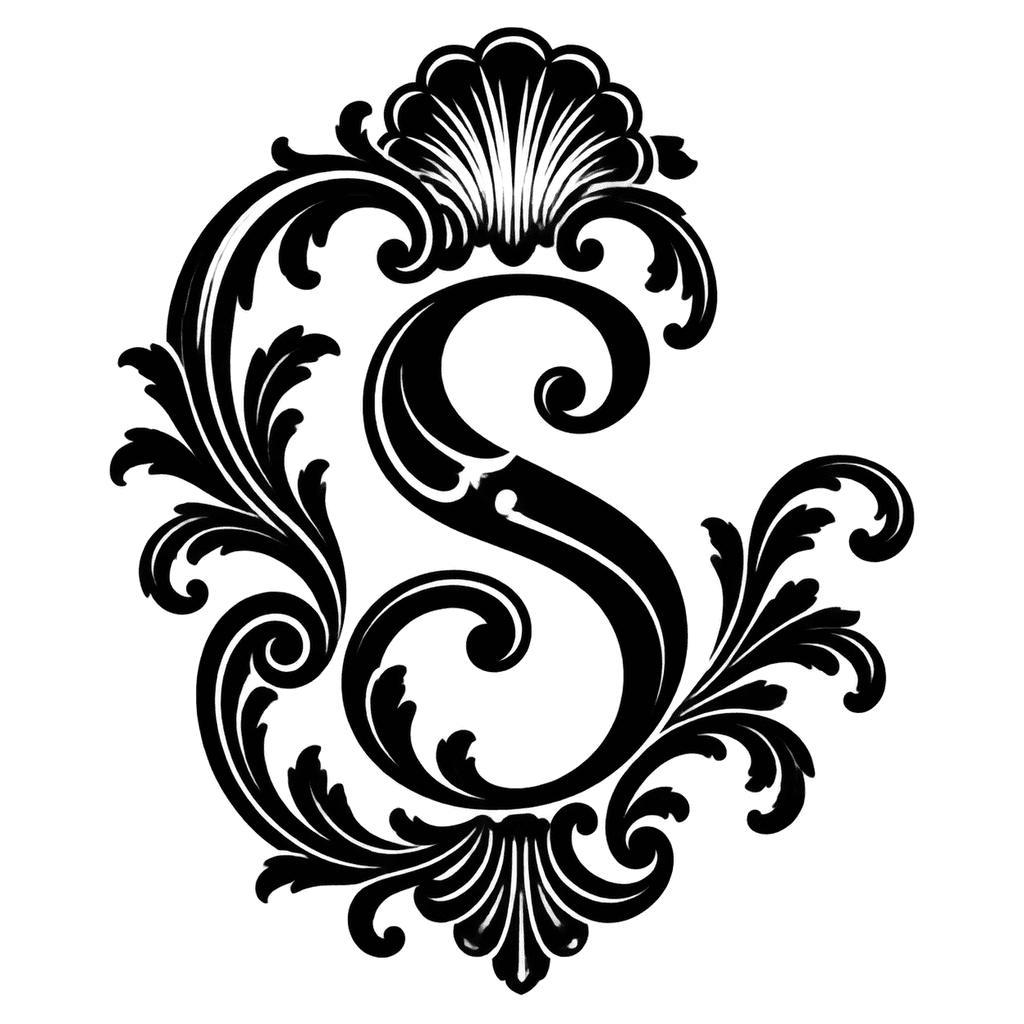Rococo monogram — "S" example, for mirrors, decor