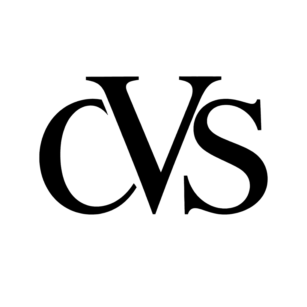 Roman capitals monogram — "CVS" example, for plaques, engraving