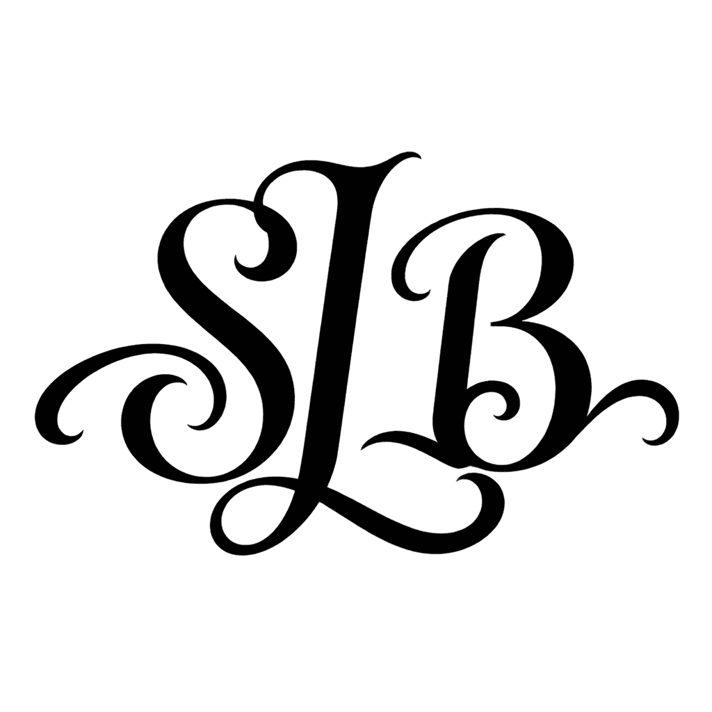 Swash capitals monogram — "SLB" example, for invitations, stationery