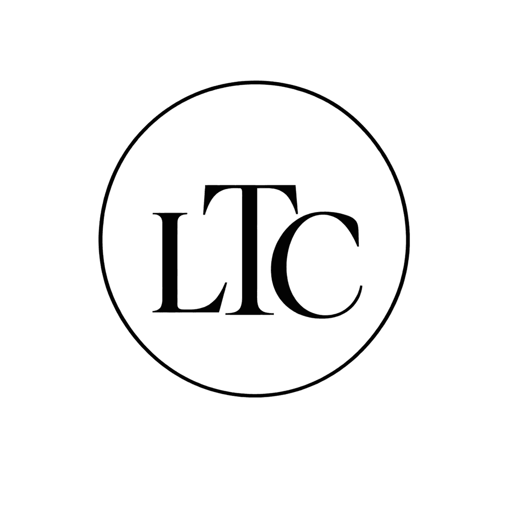 Thin-line circle monogram — "LTC" example, for minimal gifts, jewellery