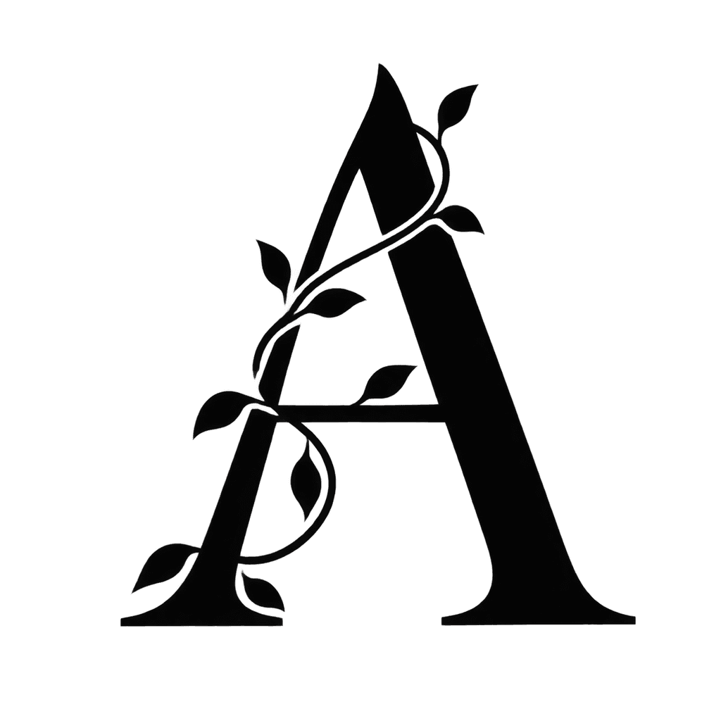 Vine wrap monogram — "A" example, for nursery decor, gifts