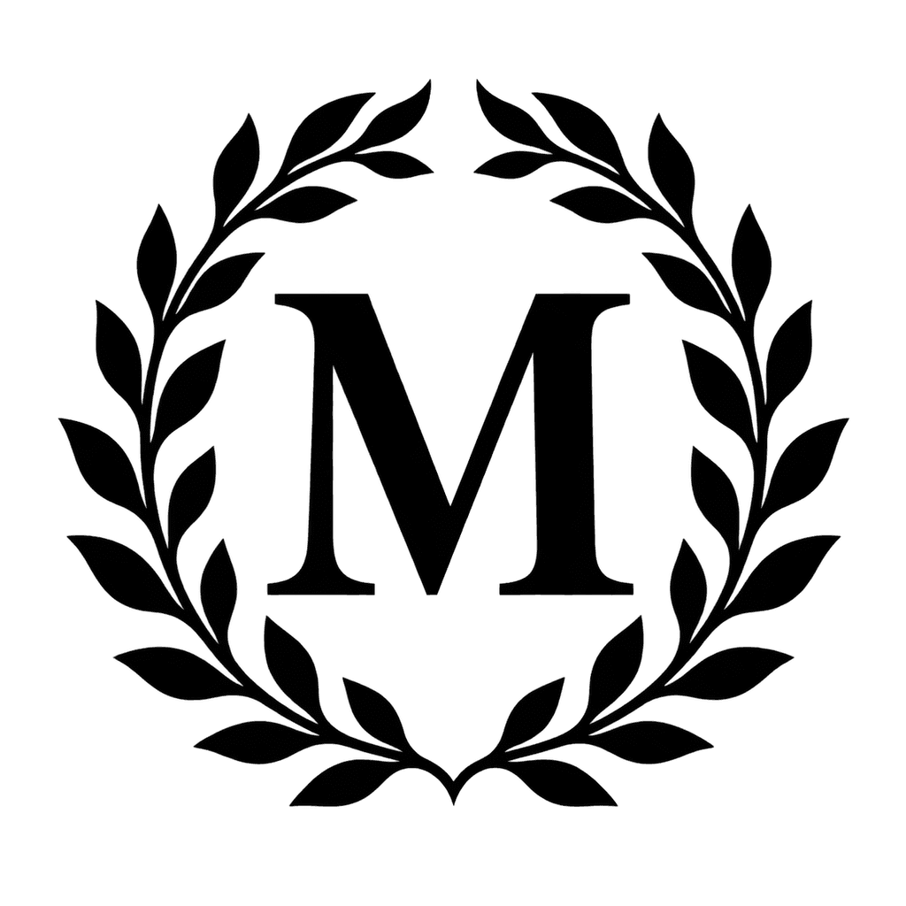 Wreath monogram — "M" example, for door signs, weddings