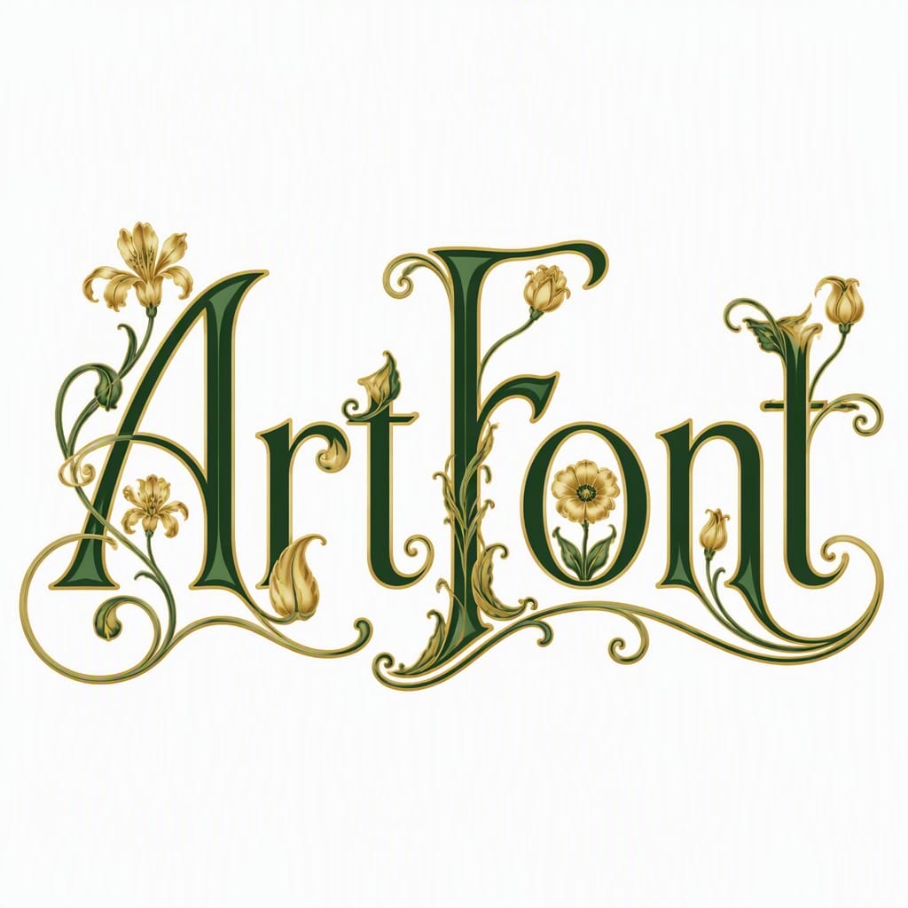 Art Nouveau Floral - Art Nouveau AI font template with 0 uses | ArtFont