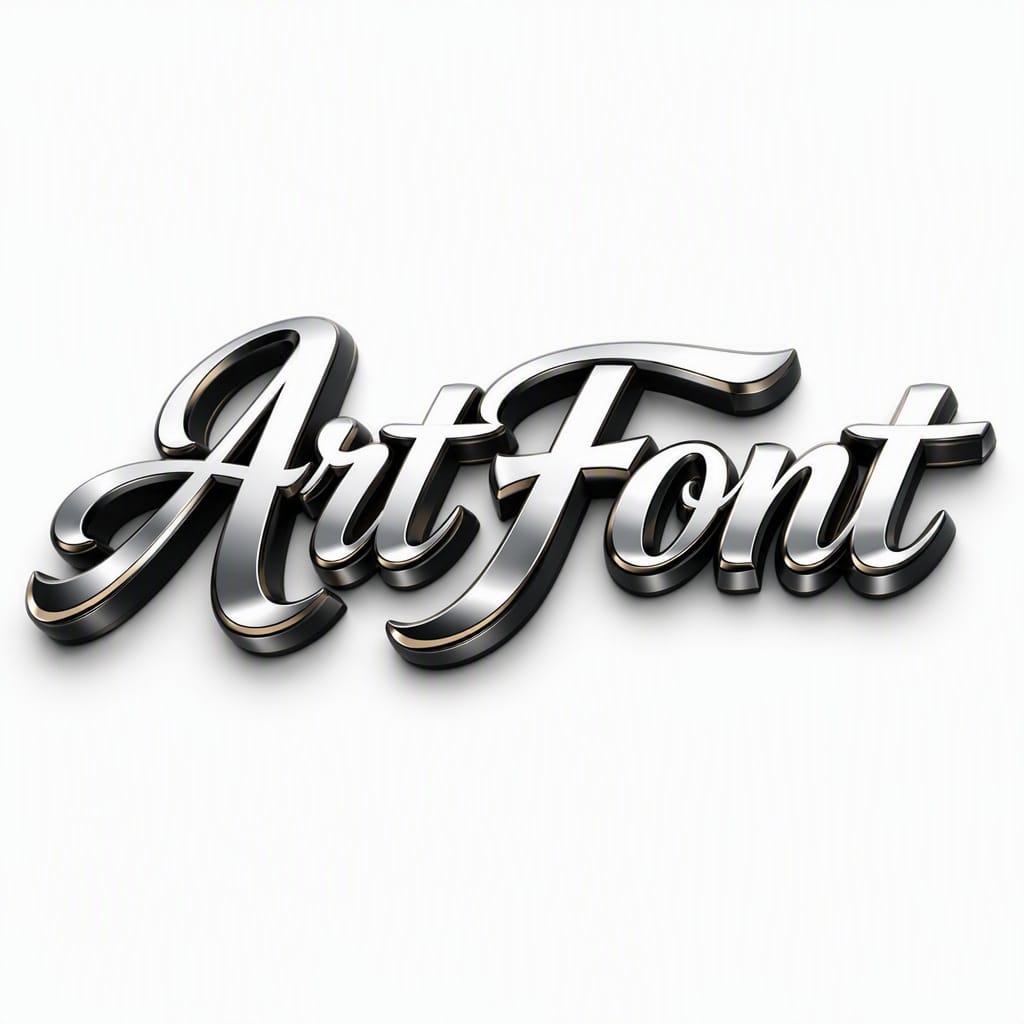 Chrome Script 3D - 3D Bold AI font template with 20200 uses | ArtFont