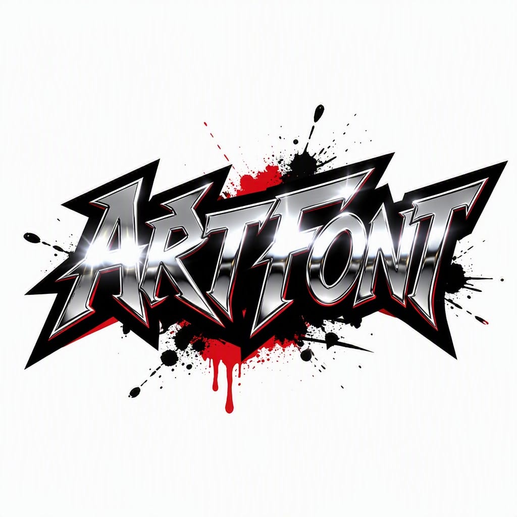 Chrome Splash Graffiti - Street Art AI font template with 20950 uses | ArtFont
