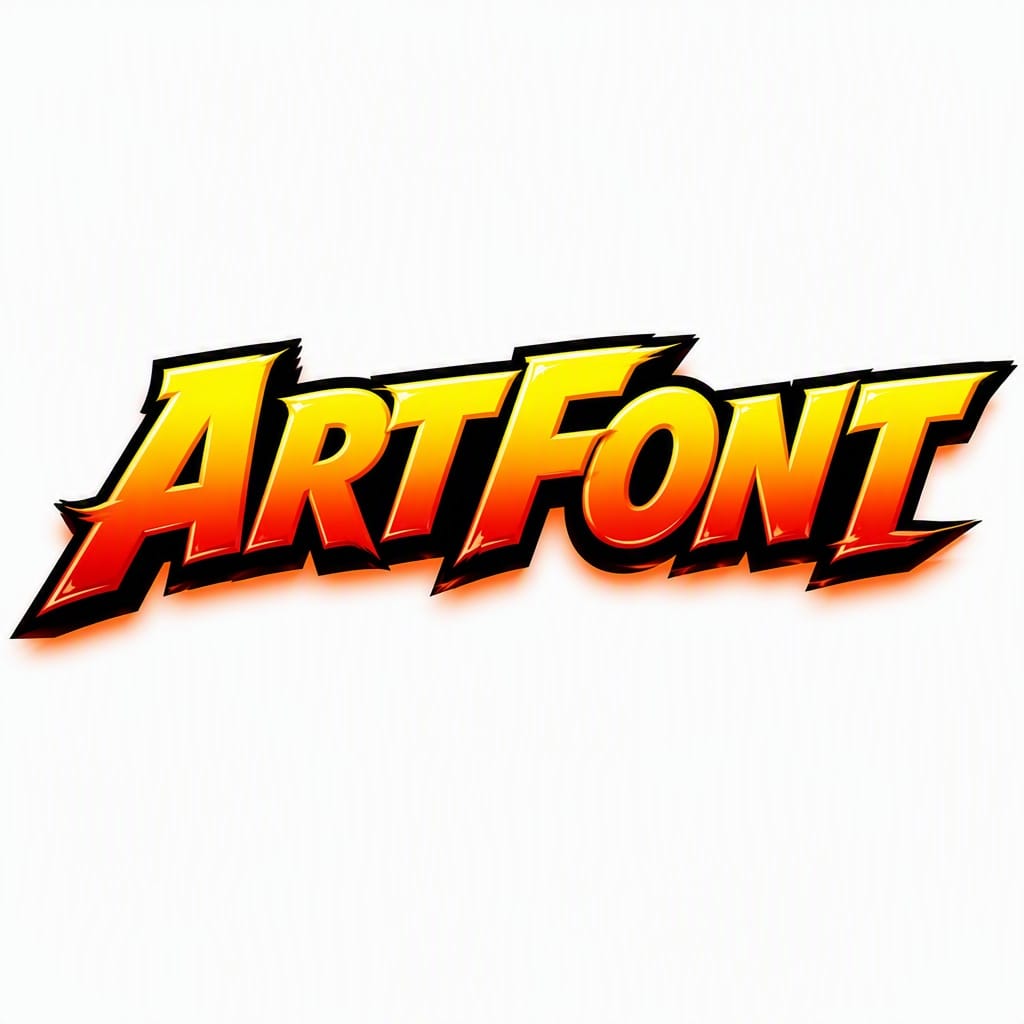 Comic Fire Gradient - 3D Bold AI font template with 20450 uses | ArtFont