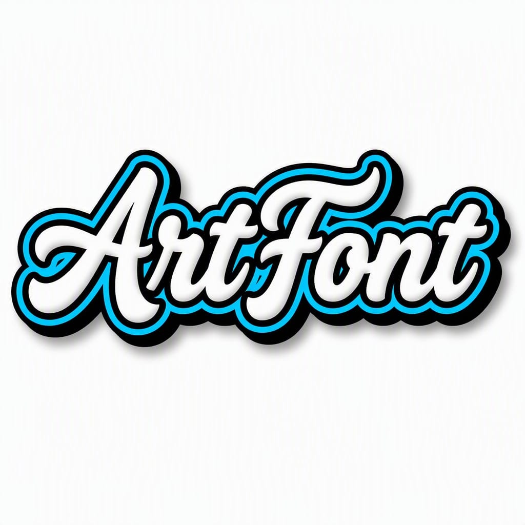 Cyan Outline Script - Street Art AI font template with 21100 uses | ArtFont