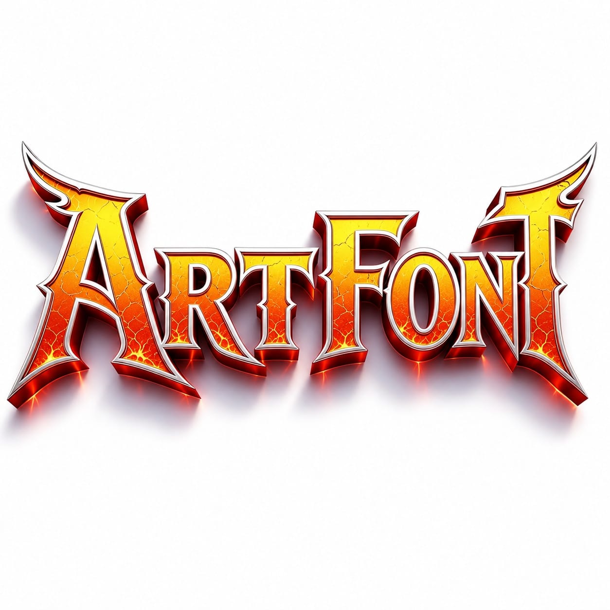 Lava Crack Metal - 3D Bold AI font template with 20400 uses | ArtFont