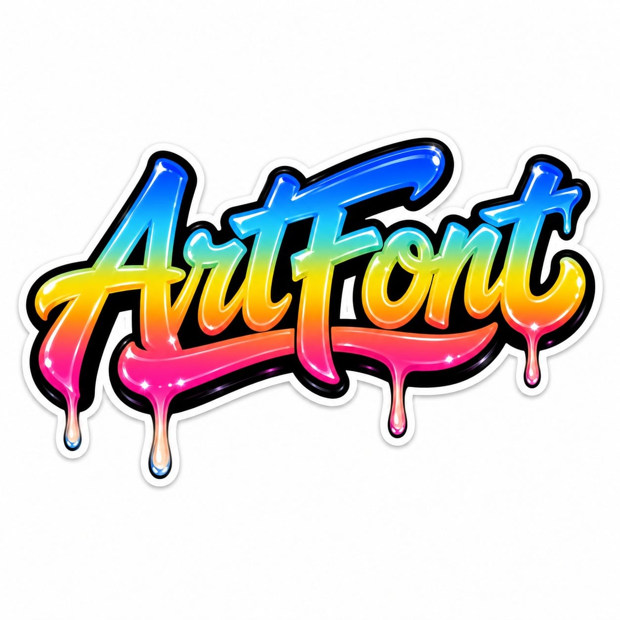 Rainbow Gloss Drip - Cute AI font template with 21150 uses | ArtFont