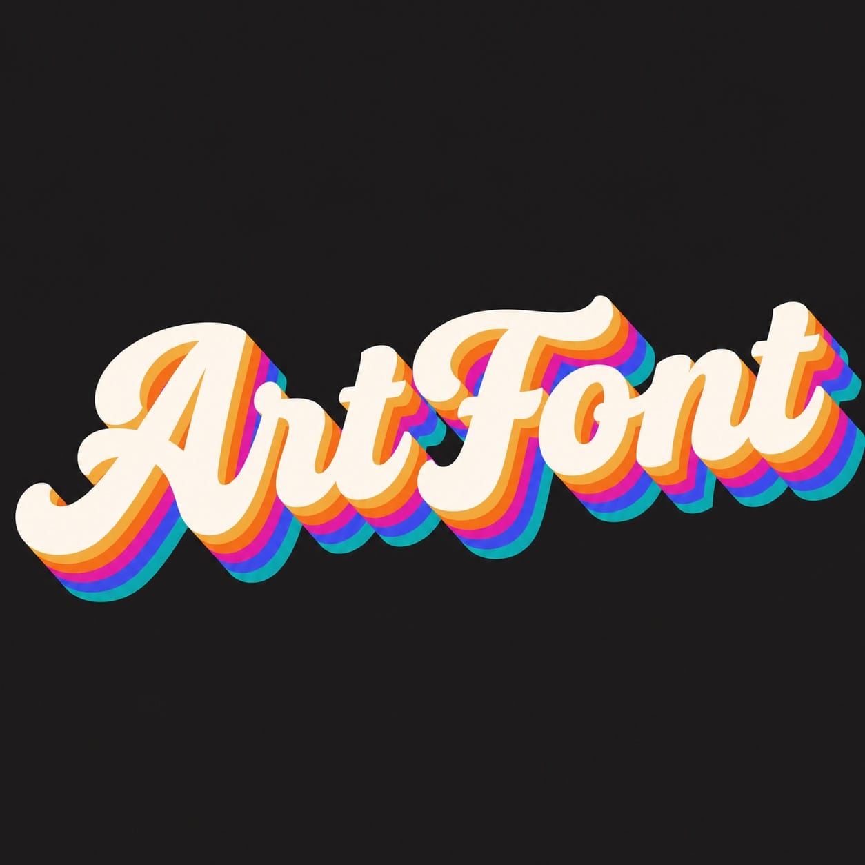 Rainbow Stripe Script - Retro AI font template with 22250 uses | ArtFont
