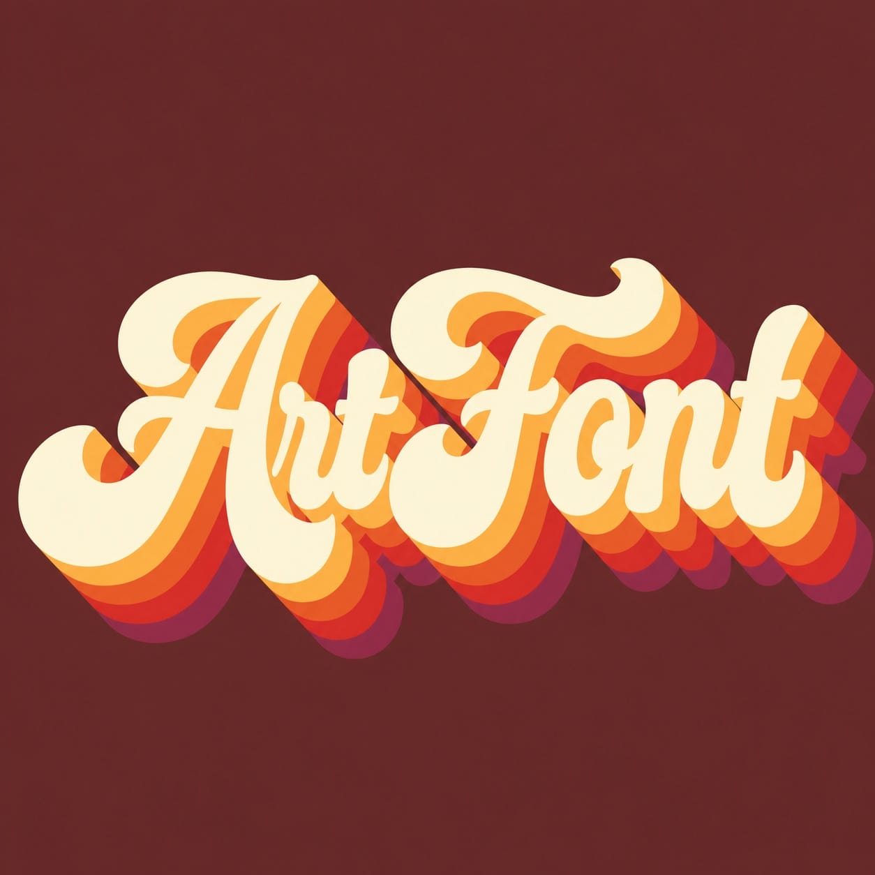 Stacked Sunset Script - Retro AI font template with 22300 uses | ArtFont