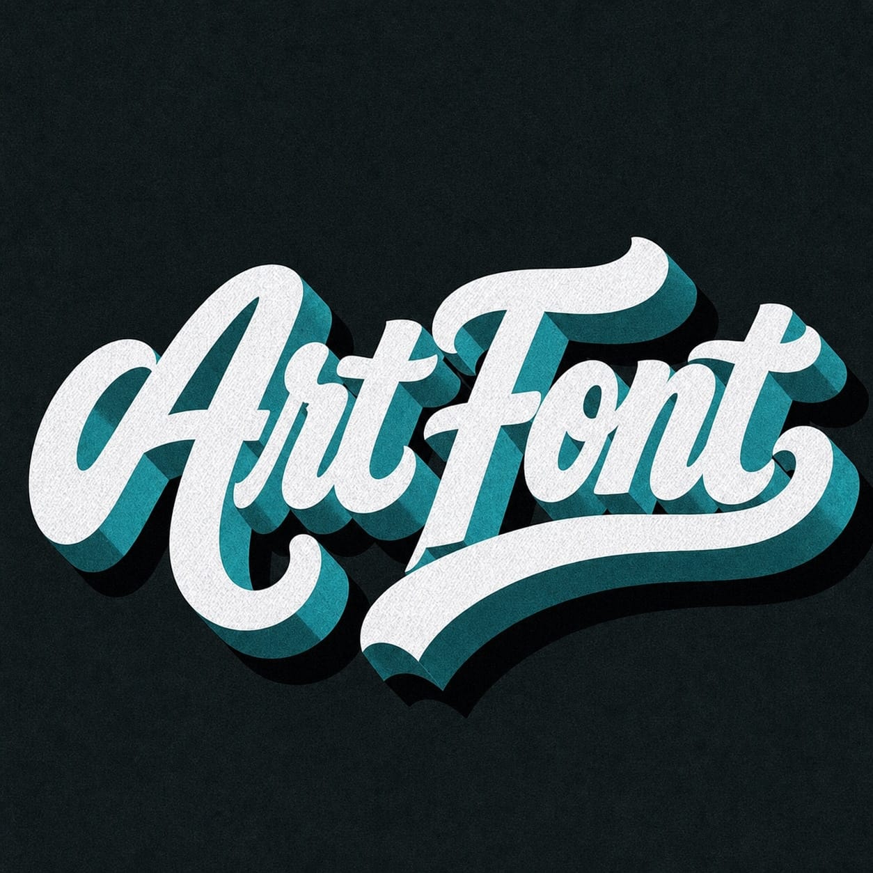 Teal Extrude Script - Retro AI font template with 21600 uses | ArtFont