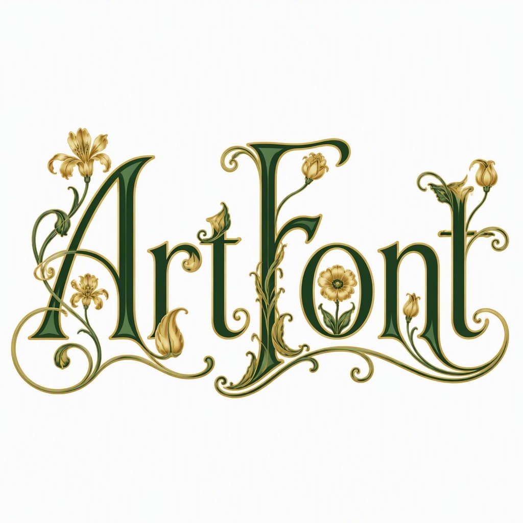 Art Nouveau Floral - Art Nouveau AI font template preview