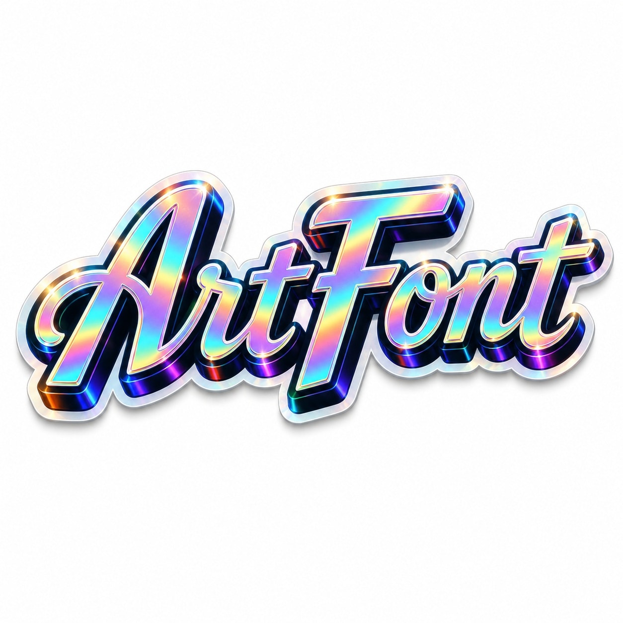 Holo Foil 3D Sticker - Neon Glow AI font template preview