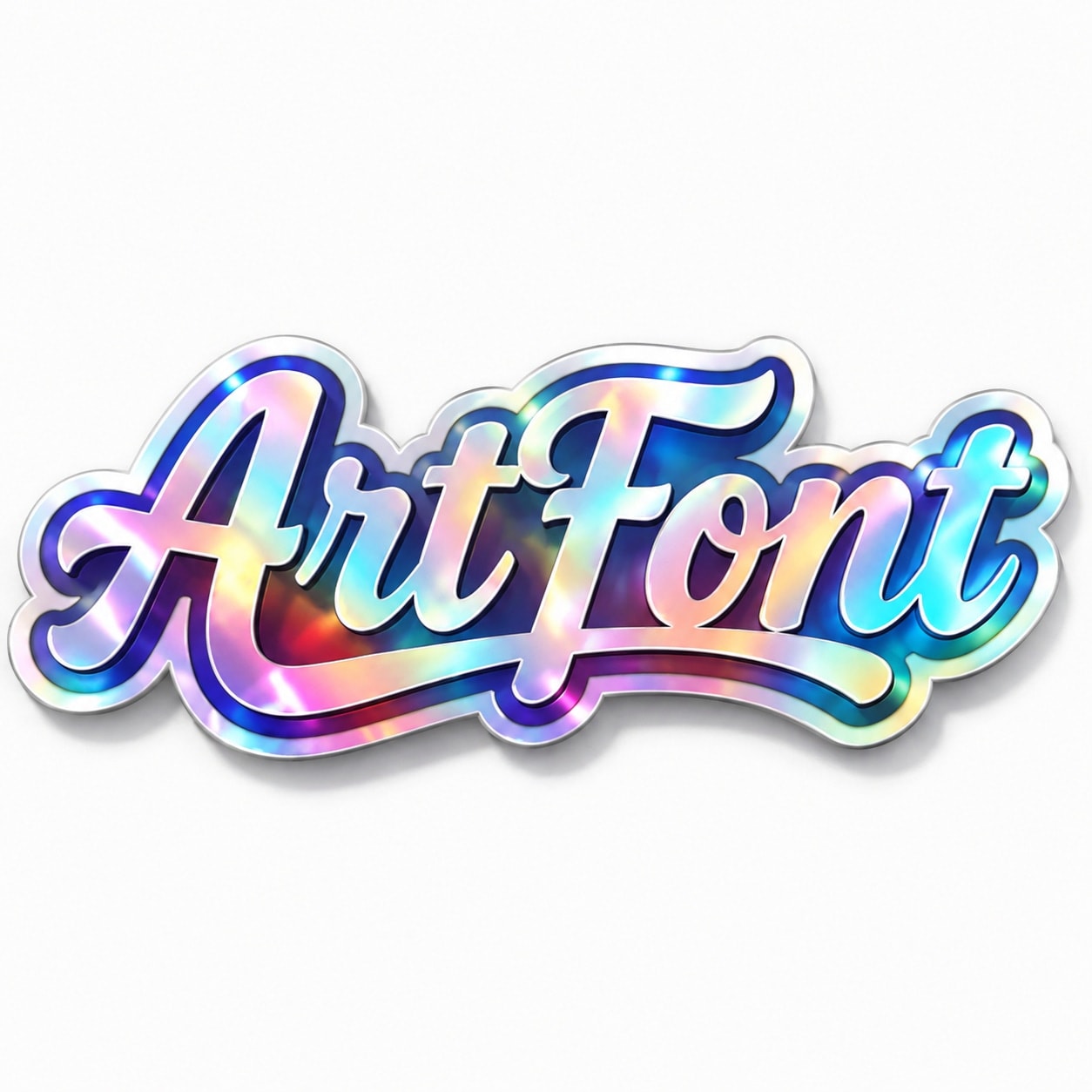 Holographic Sticker Script - Neon Glow AI font template preview