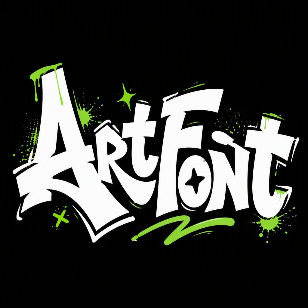 Party Green Accent - Street Art AI font template preview