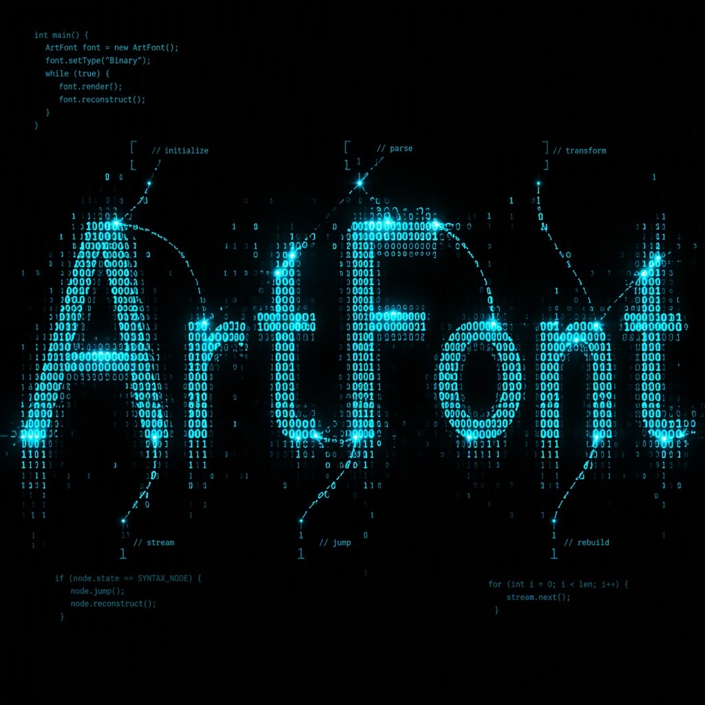 Binary Code Glow - Street Art AI font template preview