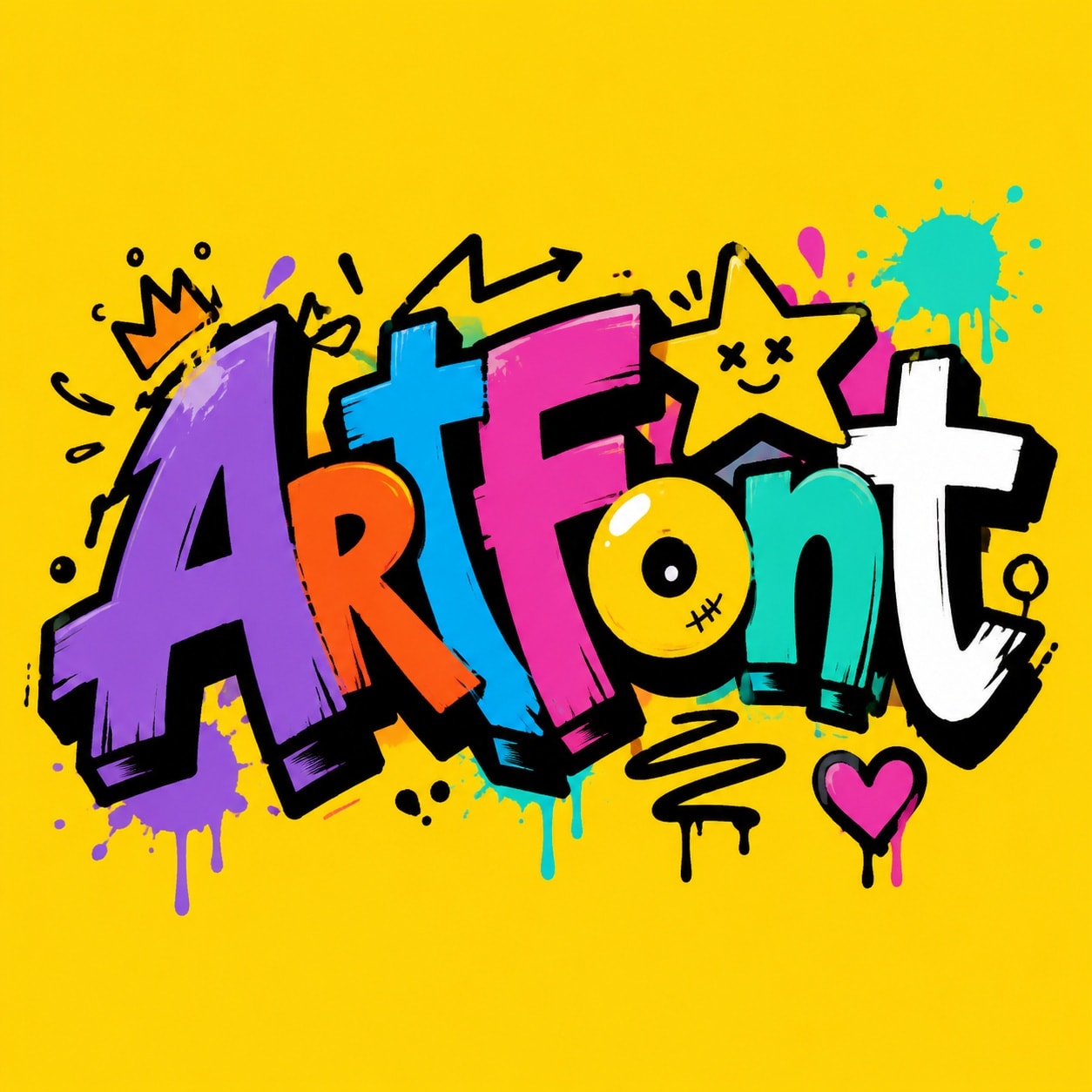 Multicolor American Graffiti - Street Art AI font template preview