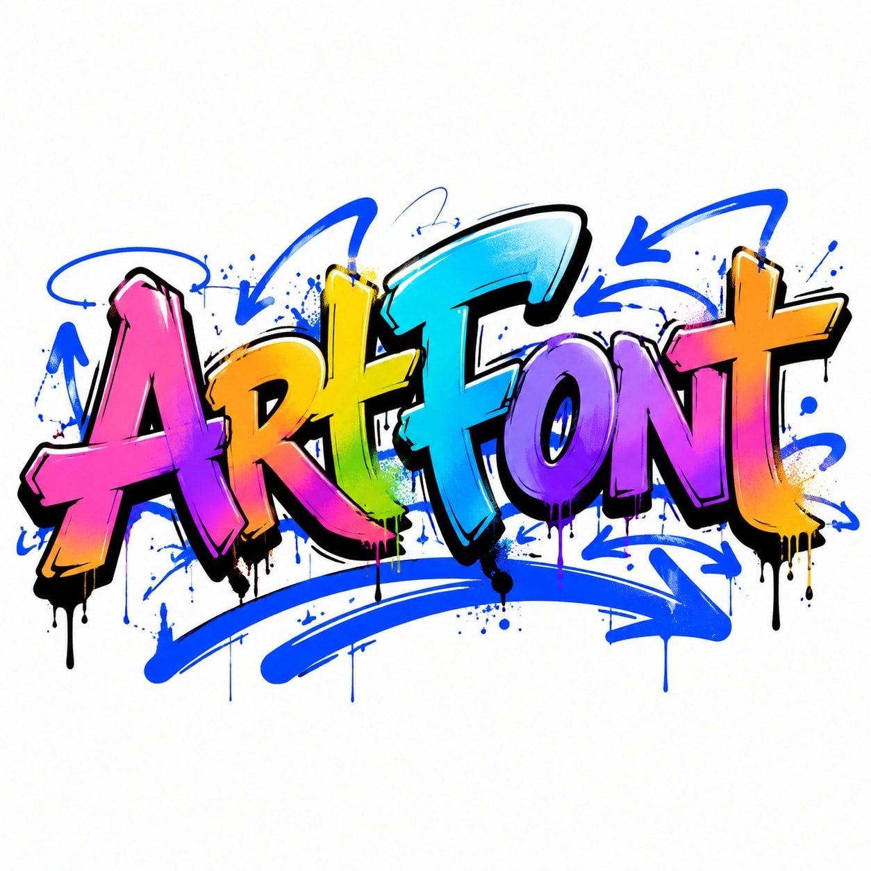 Blue Line Gradient Graffiti - Street Art AI font template preview
