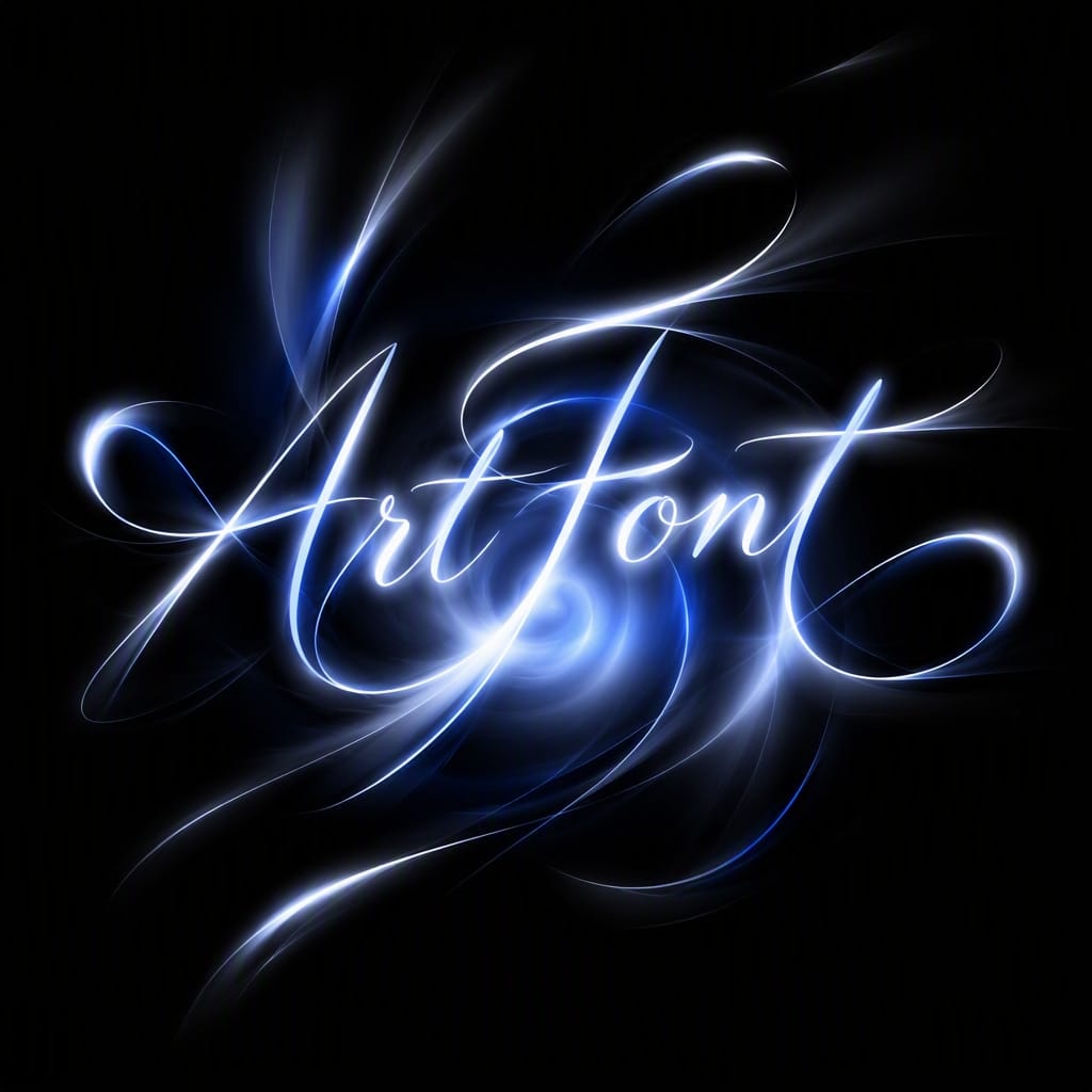 Halo Trail Script - Neon Glow AI font example | ArtFont