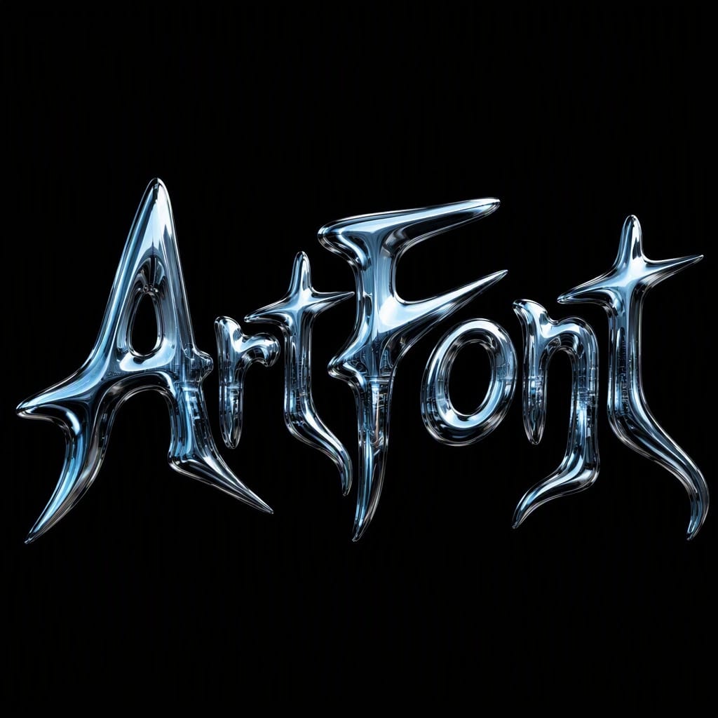 Liquid Metal Circuit - Neon Glow AI font example | ArtFont