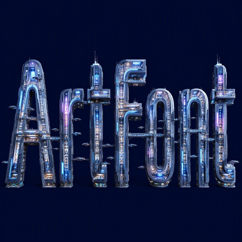 Vertical City Future - Neon Glow AI font template preview