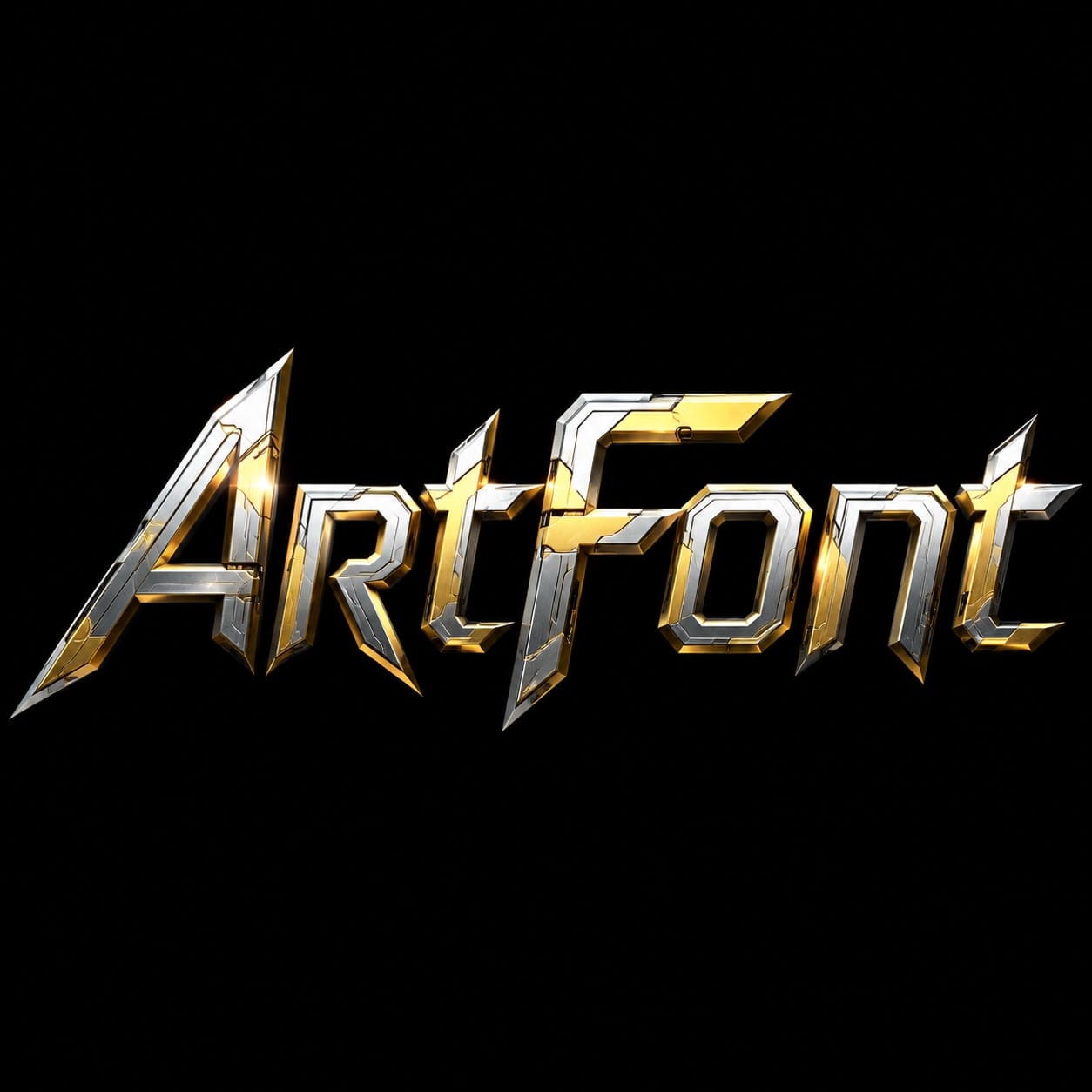 Industrial Gold Silver - Neon Glow AI font example | ArtFont