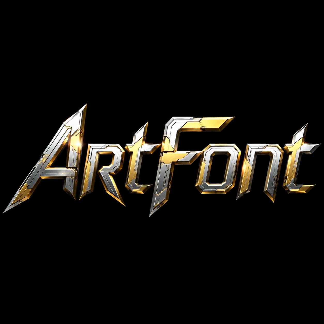 Industrial Gold Silver - Neon Glow AI font template preview