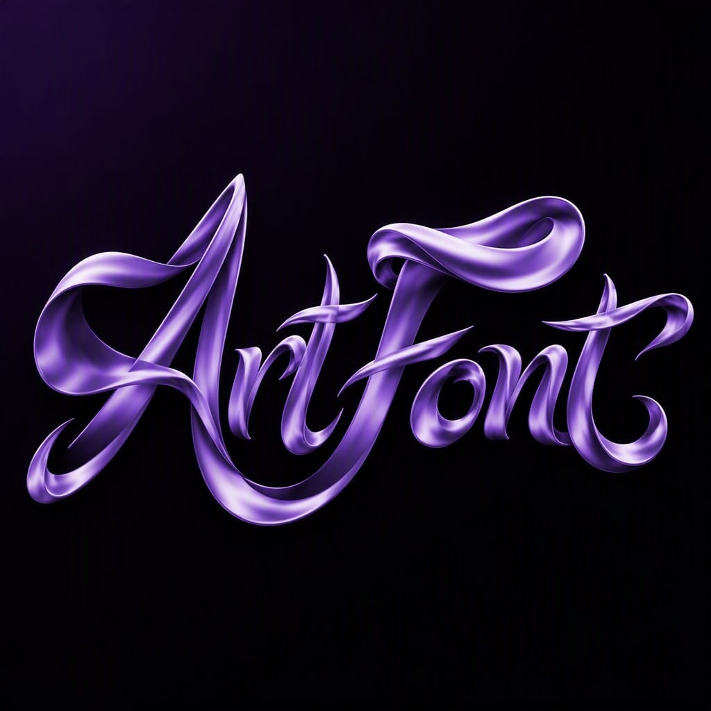 Purple Silk Ribbon - Neon Glow AI font example | ArtFont