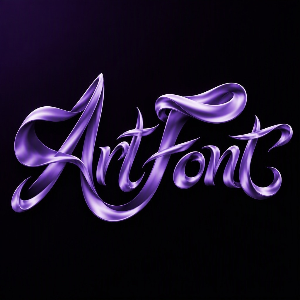 Purple Silk Ribbon - Neon Glow AI font template preview