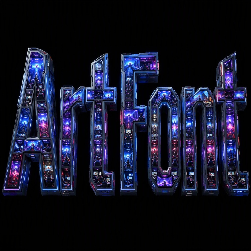 Esports Arena 3D - Neon Glow AI font template preview