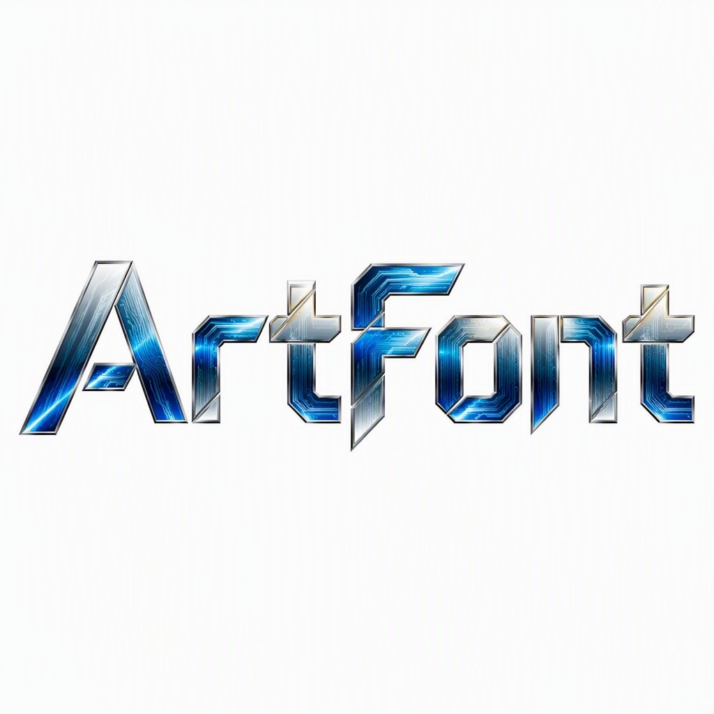Circuit Block Sci-Fi - Neon Glow AI font template preview