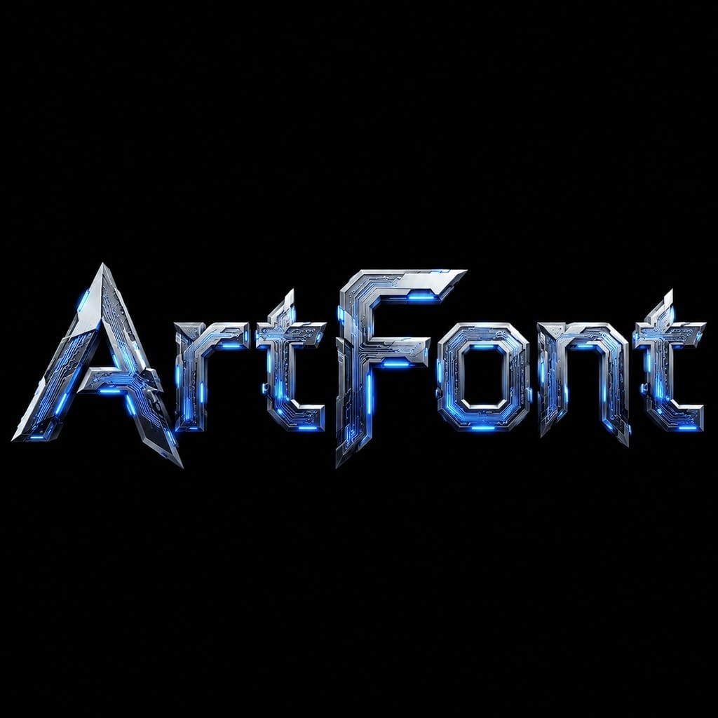 Mech Circuit Black - Neon Glow AI font example | ArtFont