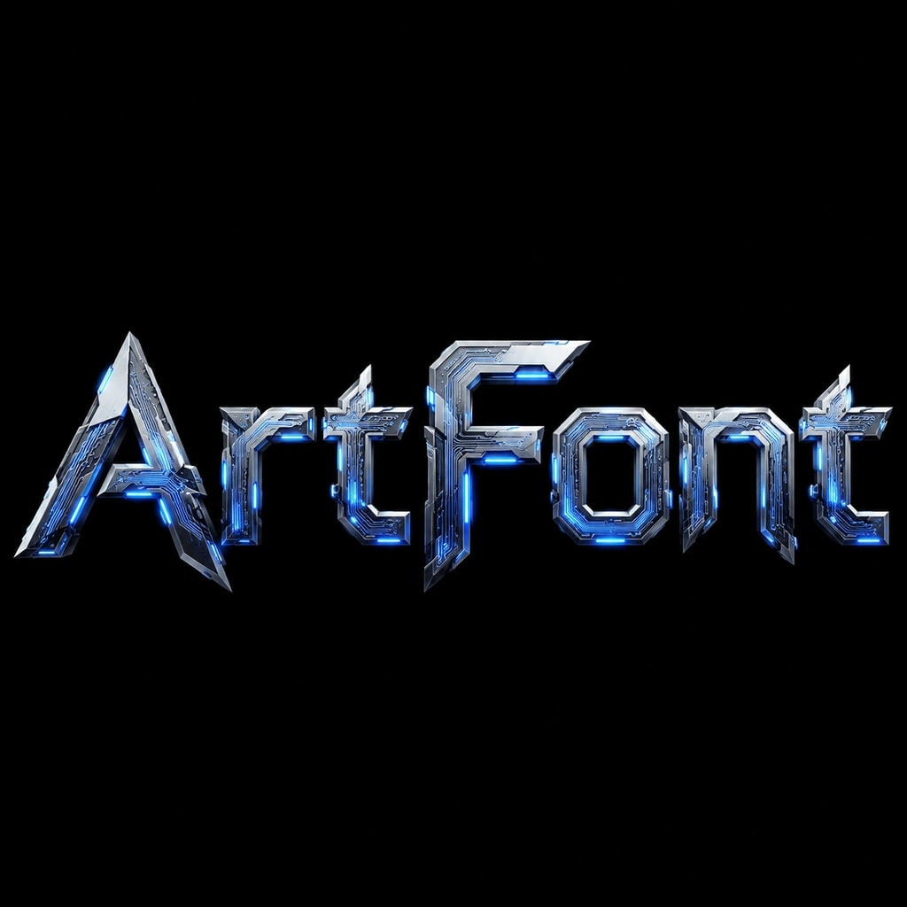 Mech Circuit Black - Neon Glow AI font template preview