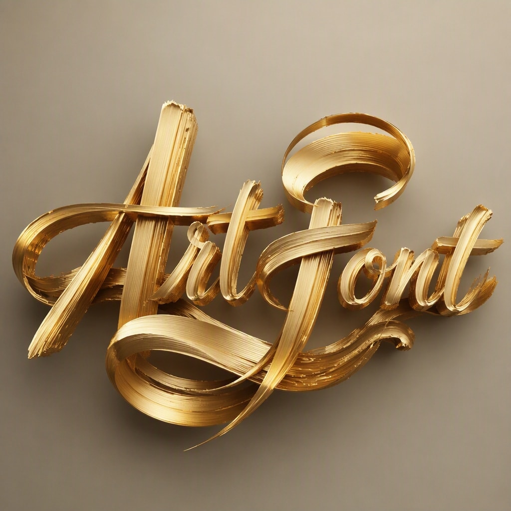 Zen Gold 3D Brush - Handwritten AI font template preview