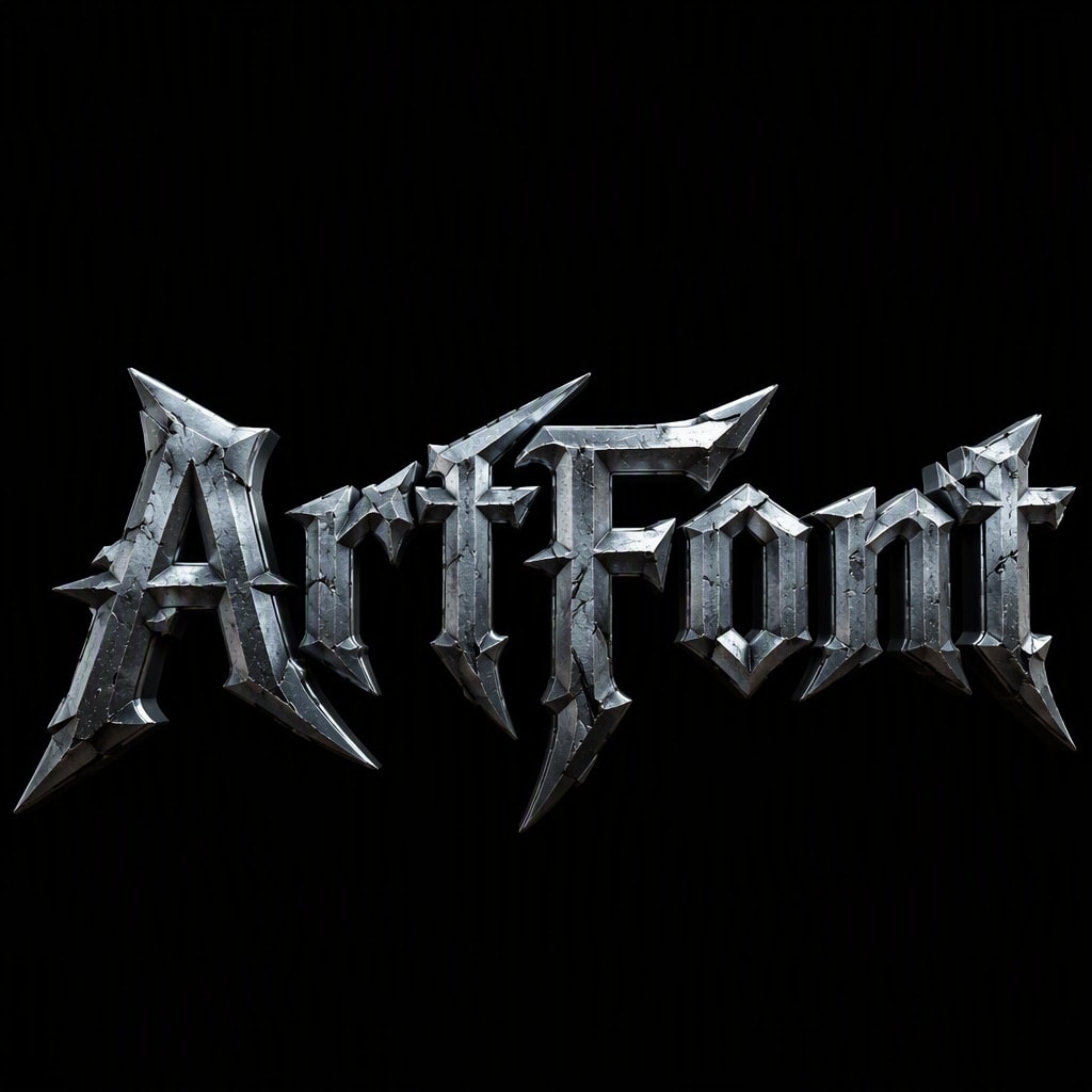Battle Damaged Iron - 3D Bold AI font template preview