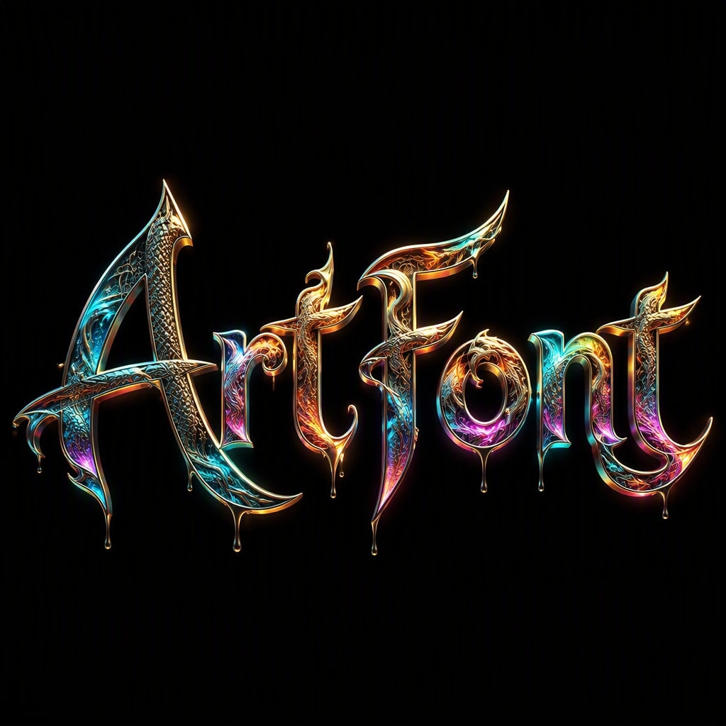 Dragon Scale Relief - Neon Glow AI font template preview